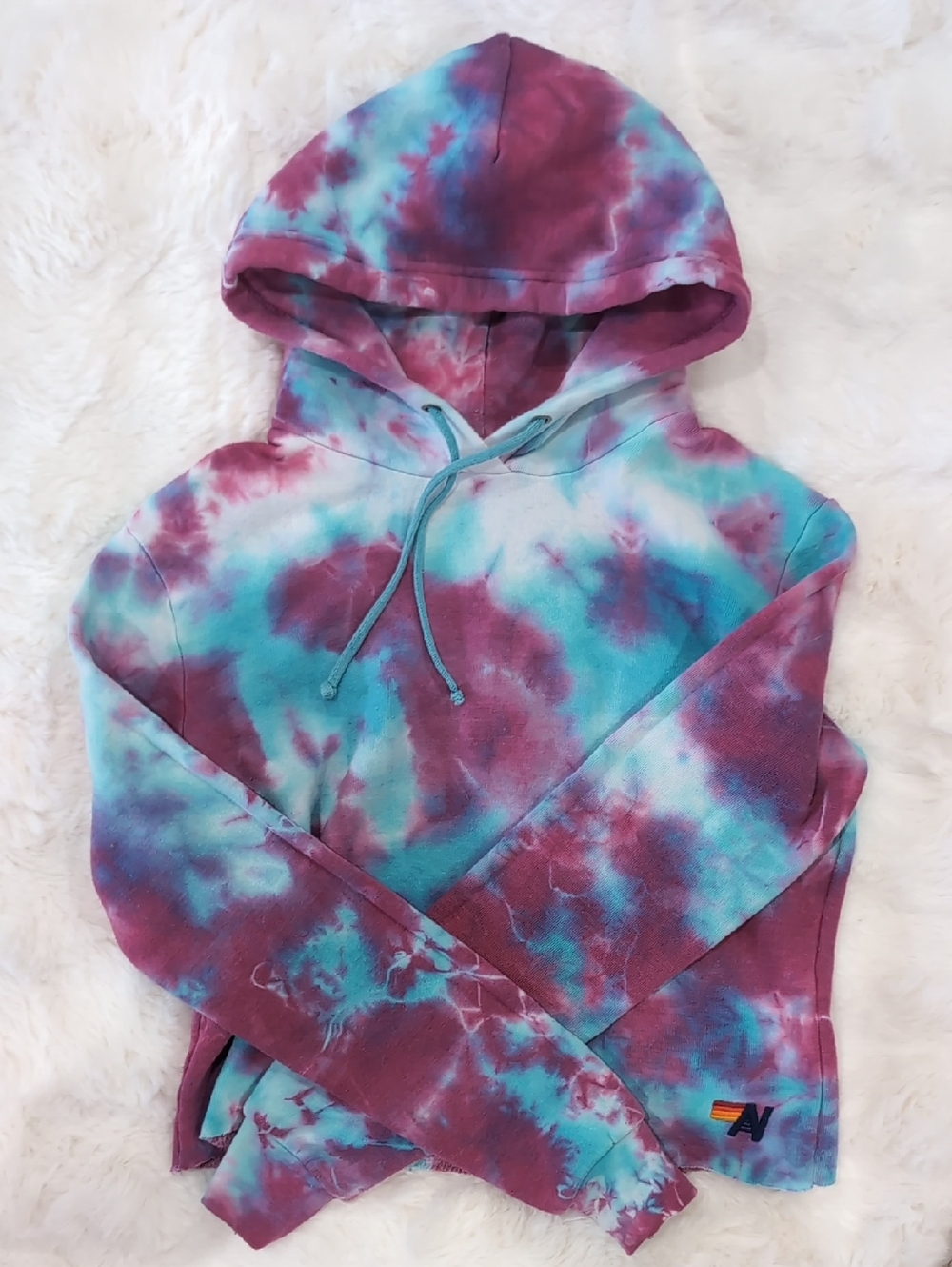 Aviator Nation Cropped Tie-Dye Hoodie